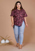 Miravan Womens Maroon Plus Size Cotton Floral Printed Top