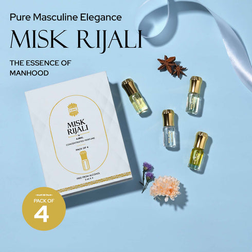 Ajmal Perfumes India Misk Rijali Gift Set for Unisex Pack of 4