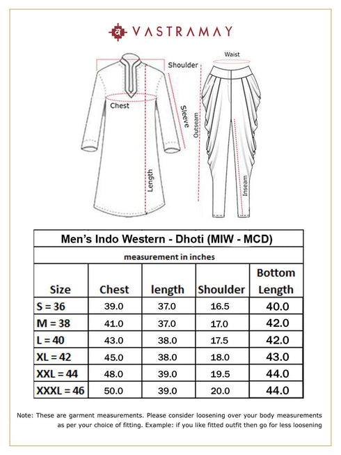 VASTRAMAY Men's Orange Silk Blend Sherwani Set