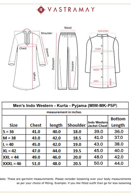VASTRAMAY Men's Grey Imported Jacquard Indo With Kurta Pyjama Set
