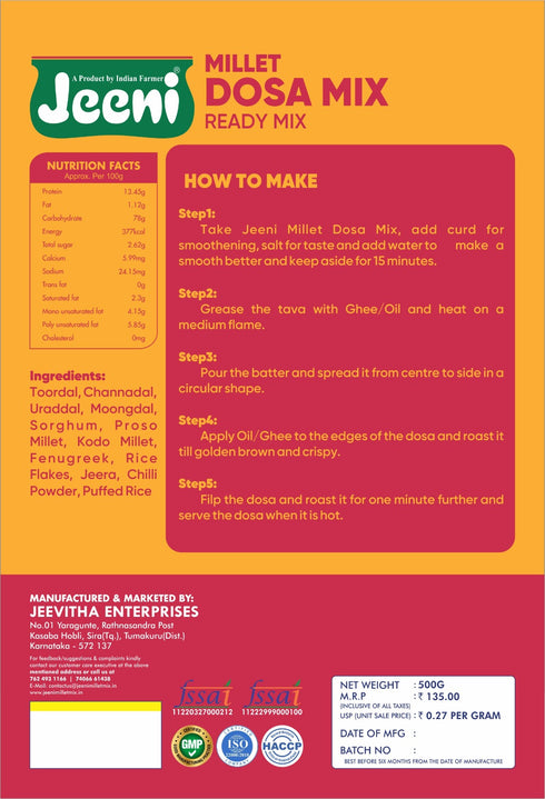 Jeeni Millet Dosa Mix