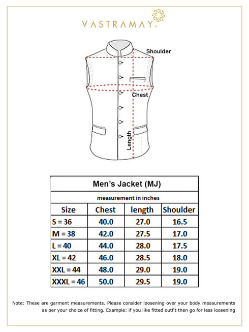 VASTRAMAY Men's Orange Cotton Silk Blend Ethnic Jacket