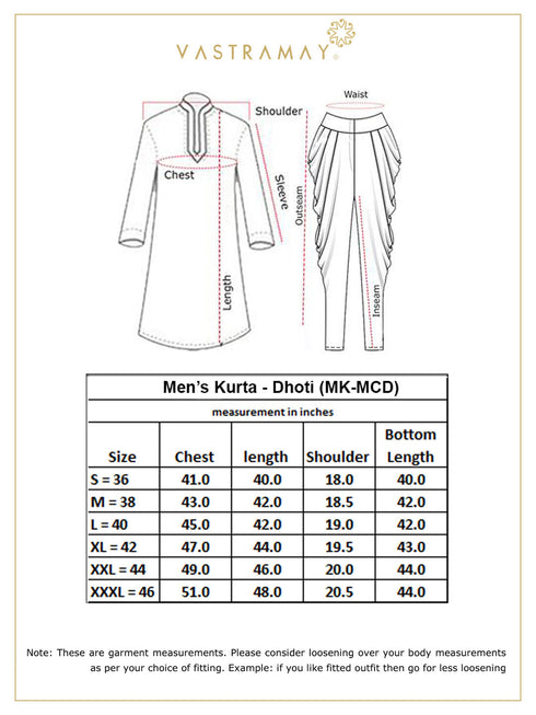VASTRAMAY Men's Gold Cotton Silk Blend Sherwani Set