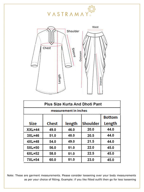 Vastramay Men's Plus Size Navy Blue Zari Weaved Kurta Dhoti Set