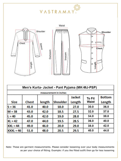 Vastramay Men's Rose Gold Silk Blend Kurta And Pant Style Pyjama With Maroon Woven Nehru Jacket