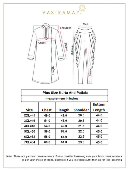 Vastramay Men's Plus Size Pink Chikankari Embroidered Kurta And Cream Patiala Set
