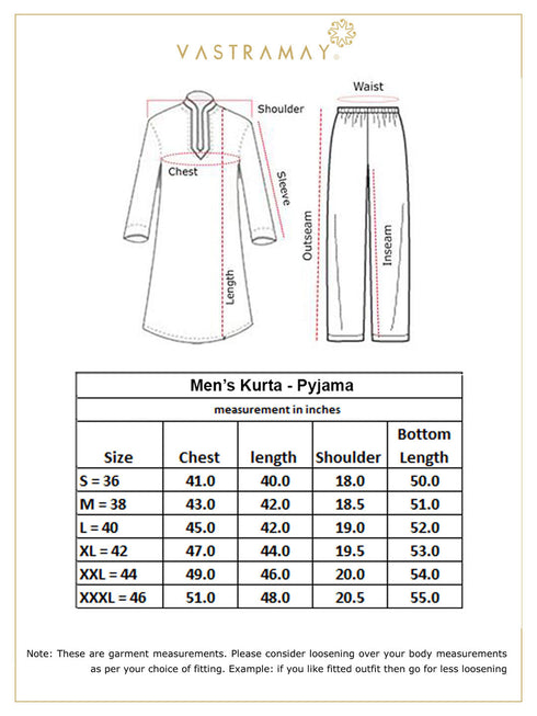 Vastramay Men's Maroon Foil Printed Kurta With Cream Pyjama Set
