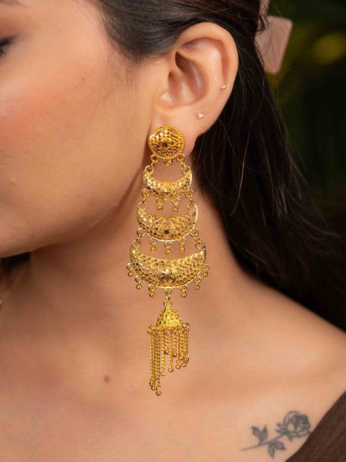 Zeraki Jewels Shreya Long Gold Earrings