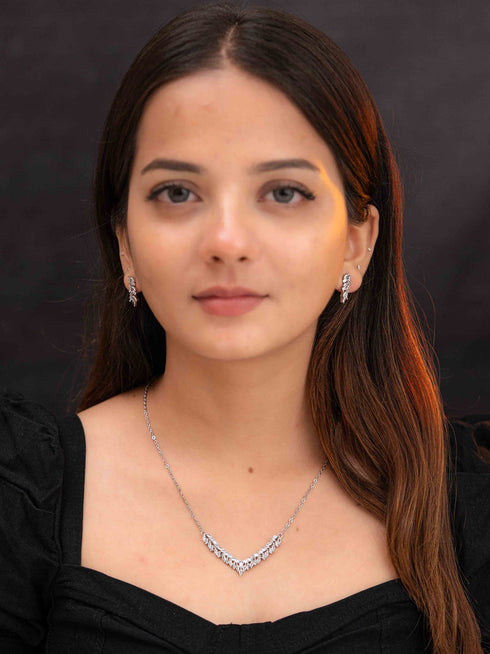 Zeraki Jewels Tiyana Silver Necklace Set