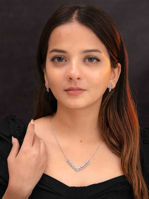 Zeraki Jewels Tiyana Silver Necklace Set