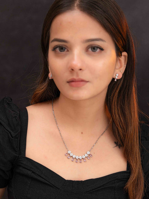 Zeraki Jewels Densi Silver Necklace Set