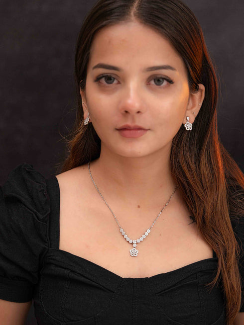 Zeraki Jewels Ritika Silver Necklace Set