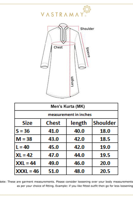 VASTRAMAY Men's Red Patola Print Ethnic kurta
