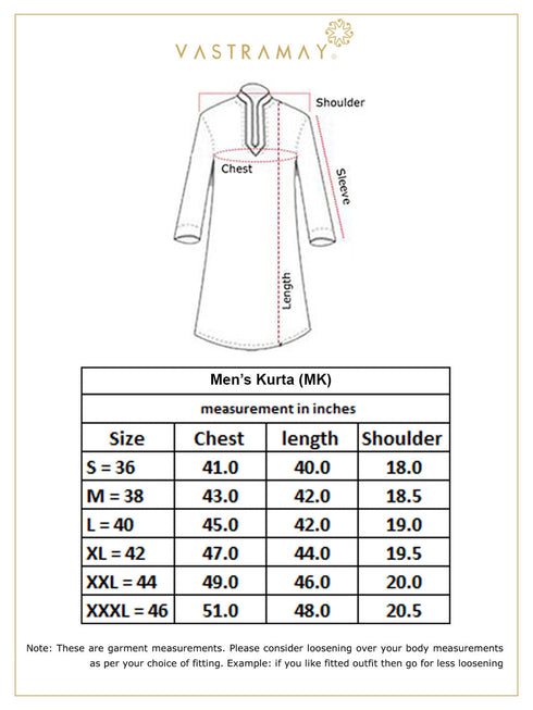 VASTRAMAY Men's Blue Cotton Silk Blend Kurta