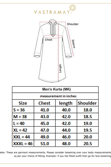 VASTRAMAY Men's Green Leaf Motif Embellished Kurta