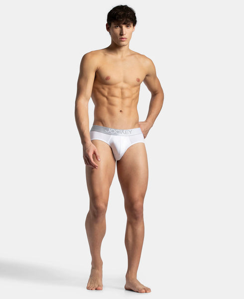 Jockey White Microfiber Mesh Performance Brief with Stay Dry Technology