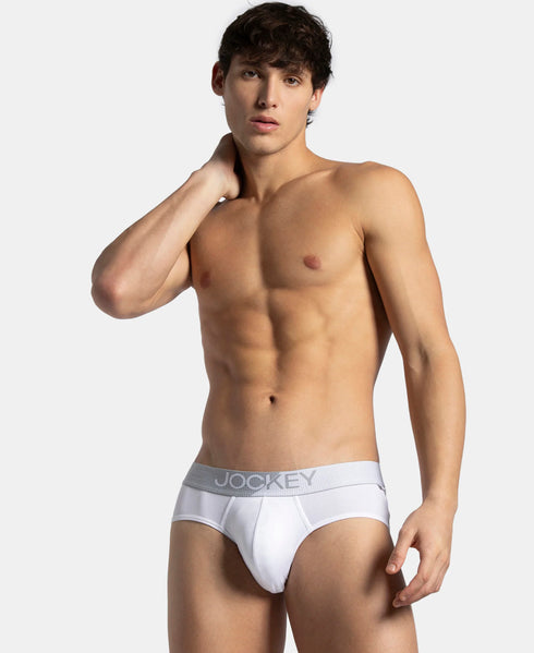 Jockey White Microfiber Mesh Performance Brief with Stay Dry Technology