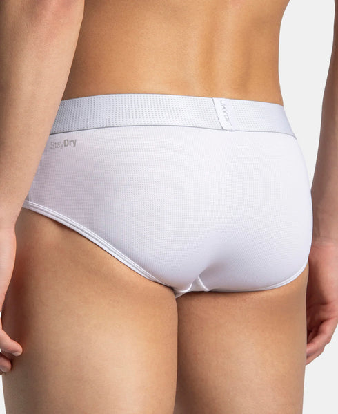 Jockey White Microfiber Mesh Performance Brief with Stay Dry Technology