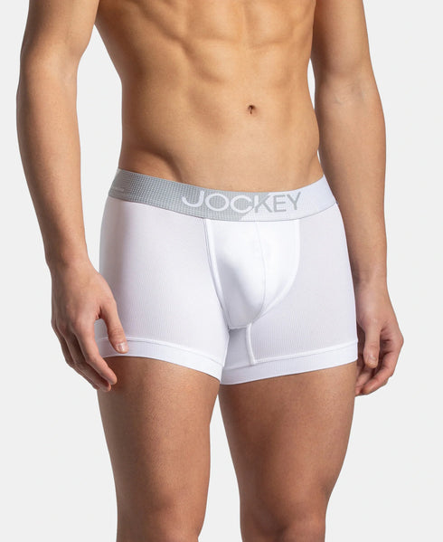 Jockey Microfiber Mesh Stretch Performance Trunk with Stay Dry Technology | White