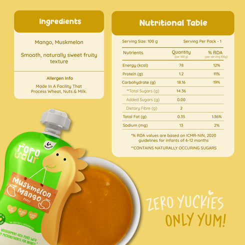 Rorosaur Muskmelon Mango Baby Puree