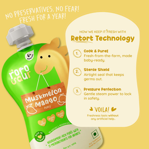 Rorosaur Muskmelon Mango Baby Puree