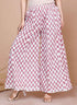 Miravan WomenS Pink Cotton Festive Kurta With Flared Palazzo and Dupatta Set