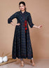 Miravan WomenS Abstract Indigo Blue Print Ankle Length Angrakha Style Kurta