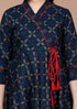 Miravan WomenS Abstract Indigo Blue Print Ankle Length Angrakha Style Kurta