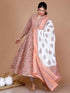 Miravan WomenS Surpassing Orange Partywear Floral Printed Anarkali Kurta Dupatta