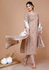 Miravan WomenS Brown Floral Printed Gotta Patti Kurta With Palazzo And Dupatta Set