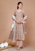Miravan WomenS Brown Floral Printed Gotta Patti Kurta With Palazzo And Dupatta Set