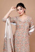 Miravan WomenS Brown Floral Printed Gotta Patti Kurta With Palazzo And Dupatta Set