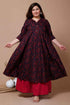 Miravan Womens Plus Size Maroon Floral Printed Anarkali Kurta