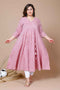 Miravan Womens Pink Plus Size Cotton Floral Print Long Anarkali Kurta