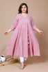Miravan Womens Pink Plus Size Cotton Floral Print Long Anarkali Kurta