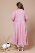 Miravan Womens Pink Plus Size Cotton Floral Print Long Anarkali Kurta