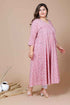 Miravan Womens Pink Plus Size Cotton Floral Print Long Anarkali Kurta