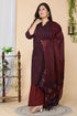 Miravan Womens Maroon Plus Size Floral Pure Cotton Kurta With Sharara And Dupatta Set