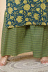 Miravan Womens Plus Size Green Floral Pure Cotton Kurta With Sharara