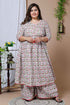 Miravan Womens Plus Size Cotton Floral Print Anarkali Kurta And Sharara Set