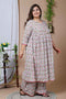 Miravan Womens Plus Size Cotton Floral Print Anarkali Kurta And Sharara Set