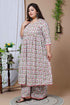 Miravan Womens Plus Size Cotton Floral Print Anarkali Kurta And Sharara Set