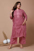 Miravan WomenS Pink Plus Size Floral Printed Pure Cotton Kurta With Palazzo