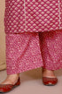 Miravan WomenS Pink Plus Size Floral Printed Pure Cotton Kurta With Palazzo