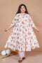 Miravan WomenS Plus Size Pink Floral Printed Kurta With Palazzo