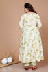 Miravan WomenS Plus Size Green Printed Pure Cotton Kurta With Palazzo