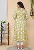 Miravan Womens Plus Size Yellow Floral Anarkali Kurta