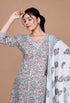 Miravan WomenS Blue Gota Patti Cotton Kurta With Palazzo And Dupatta Set