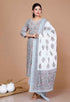Miravan WomenS Blue Gota Patti Cotton Kurta With Palazzo And Dupatta Set
