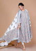 Miravan WomenS Blue Printed With Gota Patti Work Anarkali Kurta With Dupatta